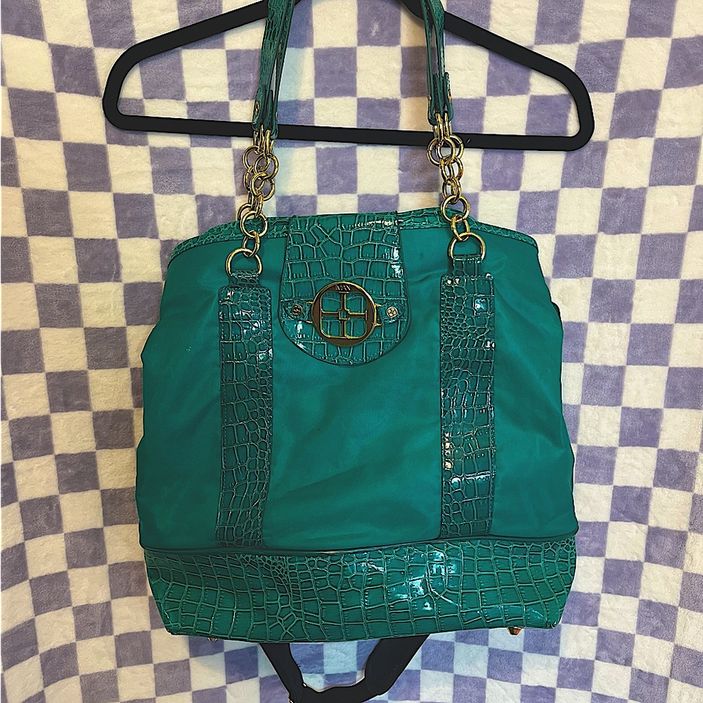 2 for $45! IMAN - Green Vegan Crock Tote Handbag w/shoulder strap